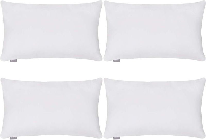 Photo 1 of 4-Pack 100% Cotton Lumbar Comfortable Solid Decorative Throw Pillow Case Rectangle Cushion Cover DIY Throw Pillowcase for Sofa Bed(Only Covers,Not Pillow Shams)(12x20inch/30x50cm,White)