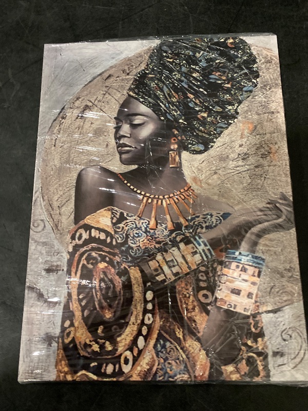 Photo 1 of African American Wall Art- Elegant Black Woman Minimalist Wall Decor- Abstract Black Art Painting Canvas Prints for Living Room Bathroom Home Decoration Framed Artwork for Walls 12”x16”