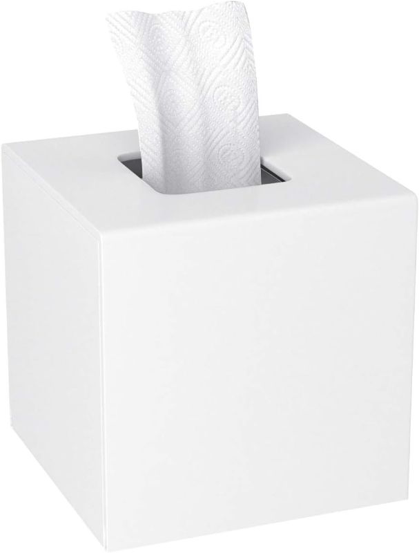 Photo 1 of Acrylic Tissue Box Cover Decorative Square Tissue Holder Napkin Dispensert for Bathroom-White