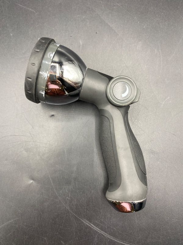 Photo 1 of Hose Nozzle [Black] Heavy Duty Hose Sprayer With 10 Adjustable Watering Patterns. Thumb Control Design, Comfortable Ergonomic Grip, Garden Hose Nozzle for Watering Plants & Lawns/Fun showers/Cleaning
