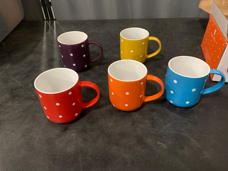 Photo 1 of Francois Et Mimi, Set of 6 Large 16 Ounce Ceramic Coffee Mugs (Polka Dot) (Colorful Polka Dot)