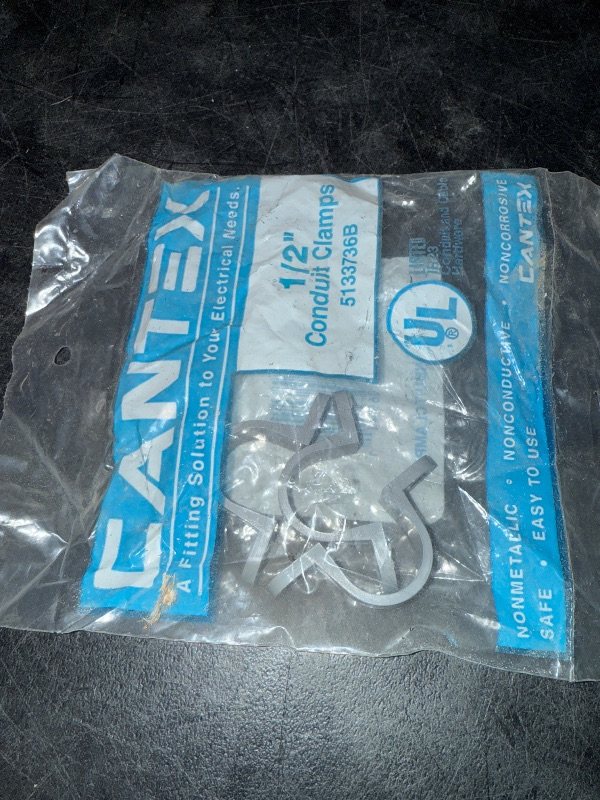 Photo 1 of Cantex Industries 45551330 5133736R 0.5 in. PVC Conduit Clamp (3 Pack)