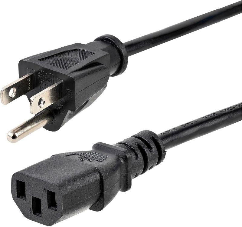 Photo 1 of 6 Ft  Computer Power Cord, NEMA 5-15P to C13, 10A 125V, 18AWG, Black Replacement AC Power Cord, Printer, PC Power Supply Cable, Monitor Power Cable - UL Listed (PXT101 10)
