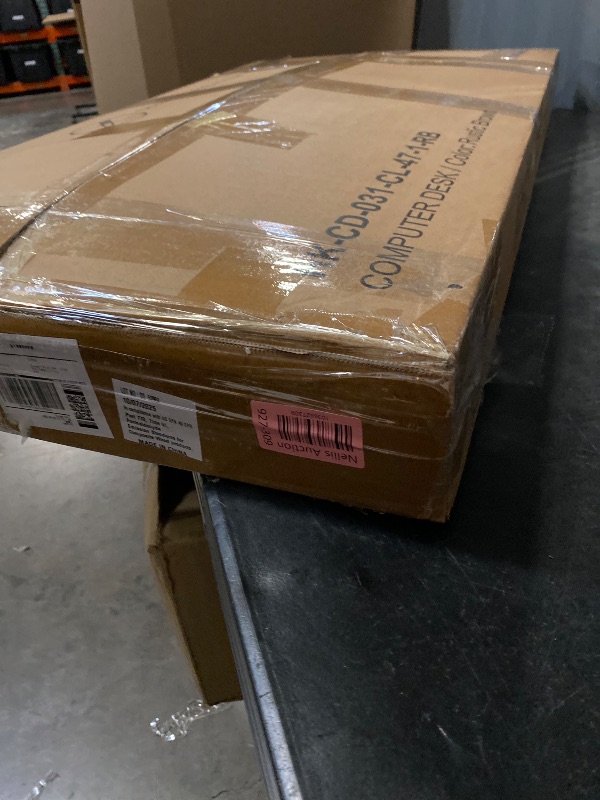 Photo 1 of 47 Inch Computer Gaming Desk with Power Outlets LED Lights Reversible Home Office with Adjustable Fabric Storage Drawers for Working Writing Study, Rustic Brown