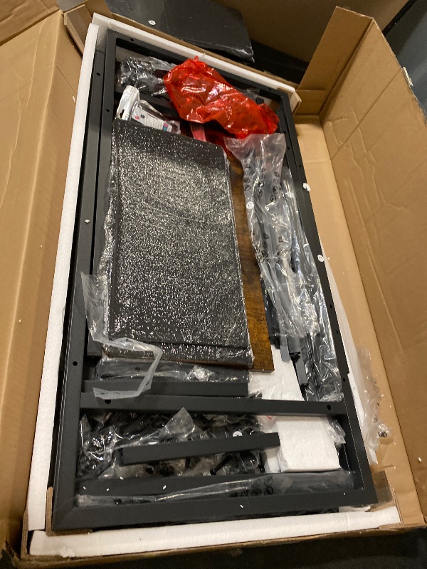 Photo 1 of 47 Inch Computer Gaming Desk with Power Outlets LED Lights Reversible Home Office with Adjustable Fabric Storage Drawers for Working Writing Study, Rustic Brown