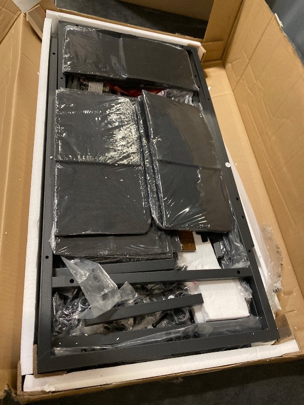 Photo 1 of 47 Inch Computer Gaming Desk with Power Outlets LED Lights Reversible Home Office with Adjustable Fabric Storage Drawers for Working Writing Study, Rustic Brown