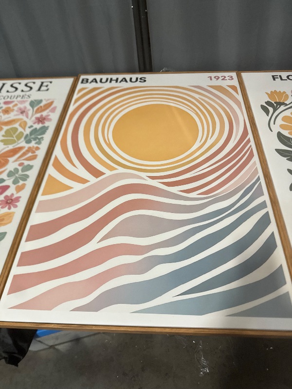 Photo 1 of Ausril Boho Flower Market Framed Canvas Wall Art Set, Matisse Floral Wall Decor, Abstract Botanical Wall Painting, Nature Floral Illustration Art Prints for Living Room, Bedroom, Office 24"X36"X3