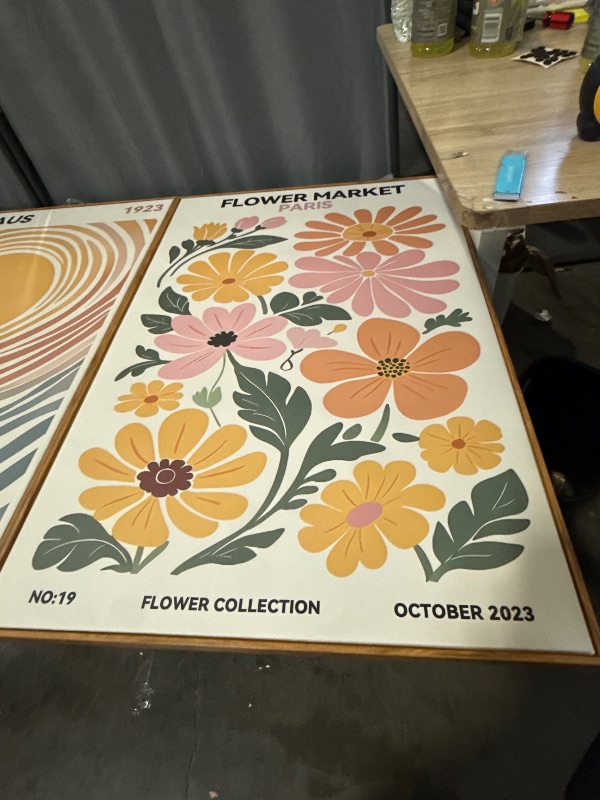 Photo 1 of Ausril Boho Flower Market Framed Canvas Wall Art Set, Matisse Floral Wall Decor, Abstract Botanical Wall Painting, Nature Floral Illustration Art Prints for Living Room, Bedroom, Office 24"X36"X3