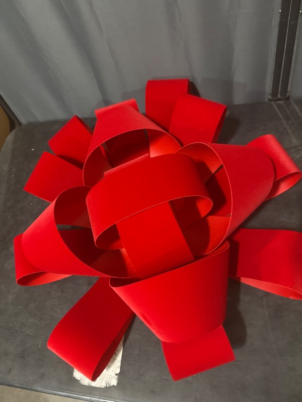 Photo 1 of 30" Giant Car Bow | 30" Red Velvet Car Bow - Big Car Bow with Non Scratch Magnet Base, Weather Resistant and Waterproof Vinyl Magnetic Car Bow (1 Pack)