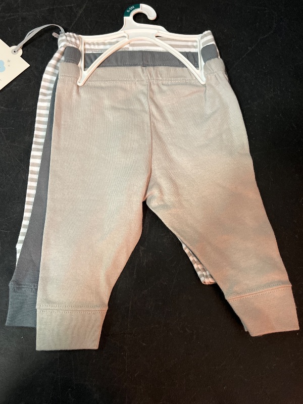 Photo 1 of 0-3M Baby 3pk Cotton Pants - Cloud Island™ Gray Newborn: Midweight, Full Waistband Elastic, Ankle Length