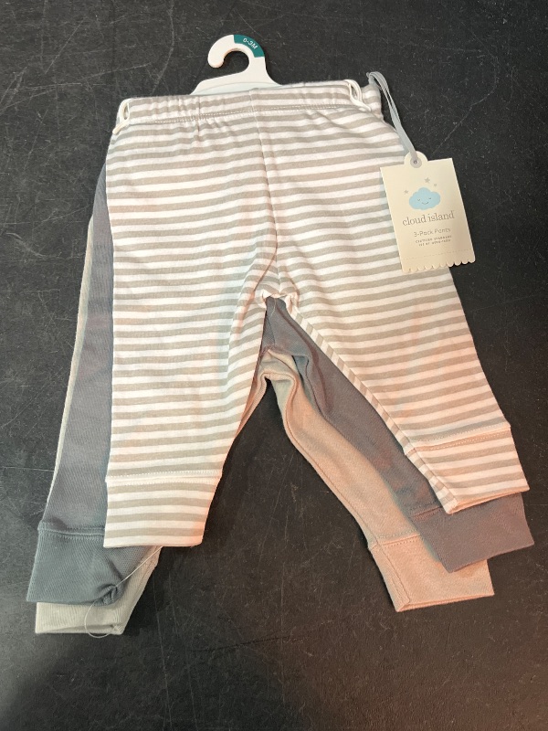 Photo 1 of 0-3M Baby 3pk Cotton Pants - Cloud Island™ Gray Newborn: Midweight, Full Waistband Elastic, Ankle Length