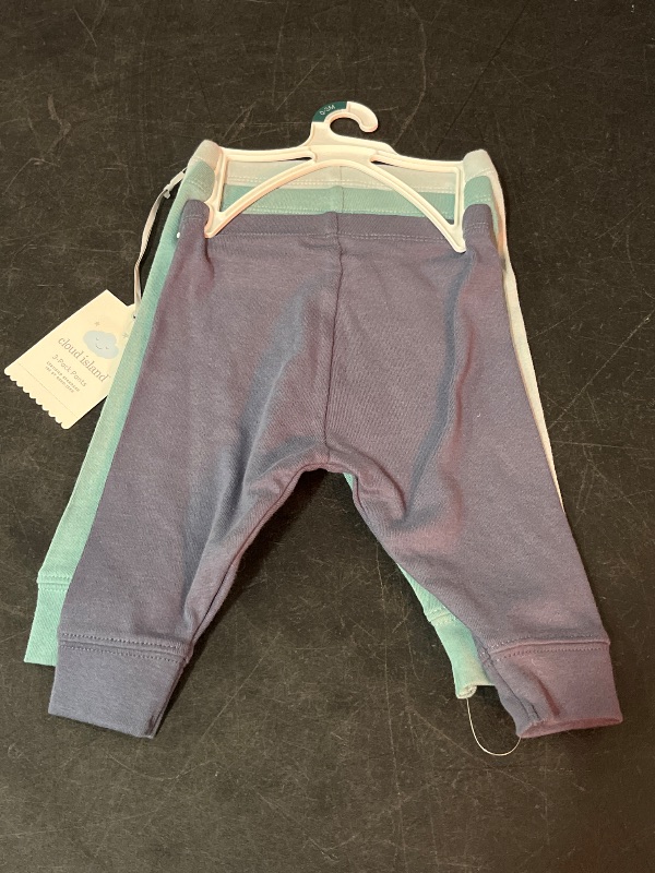 Photo 1 of 0-3M Baby 3pk Solid Cotton Pants - Cloud Island™ Blue 0-3M: Relaxed Leg, Full Waistband Elastic, Machine Washable