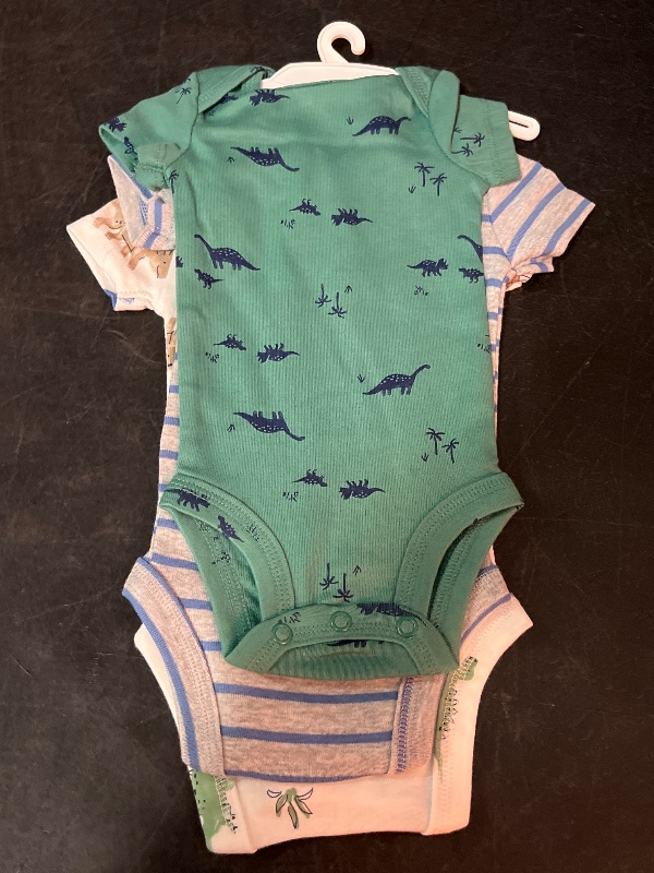 Photo 1 of Carter's Just One You® Baby Boys' 3pk Bodysuit - Green/White Newborn: Cotton, Dinosaur Pattern, Short Sleeve