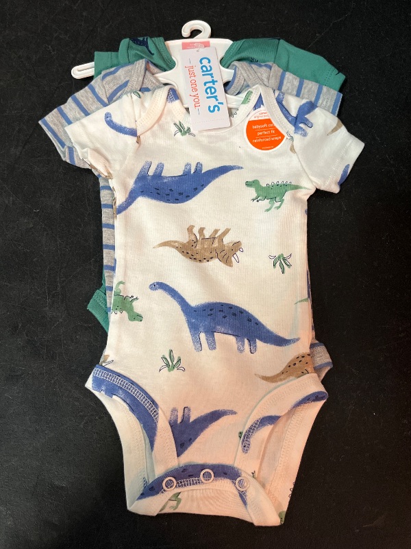 Photo 1 of Carter's Just One You® Baby Boys' 3pk Bodysuit - Green/White Newborn: Cotton, Dinosaur Pattern, Short Sleeve