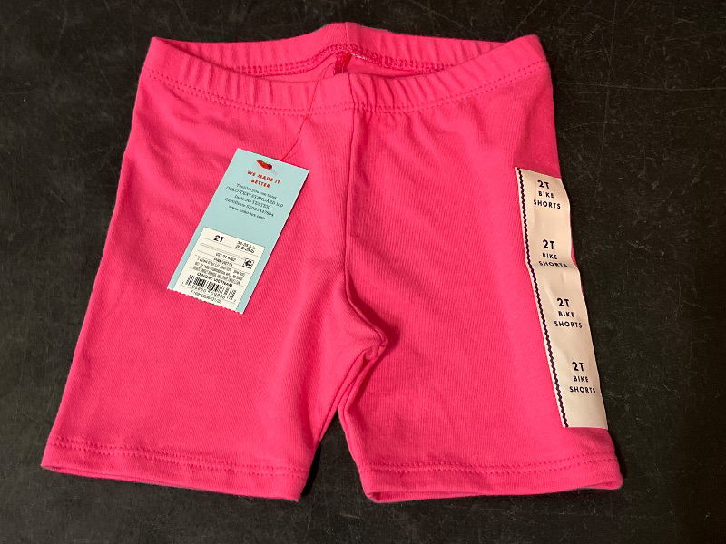 Photo 1 of 2T Toddler Girls' Bike Shorts - Cat & Jack™ Dark Pink 2T: Cotton Spandex Blend, Mid-Rise, Elastic Waistband