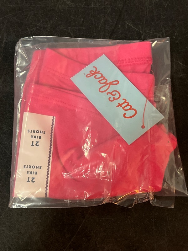 Photo 1 of 2T Toddler Girls' Bike Shorts - Cat & Jack™ Dark Pink 2T: Cotton Spandex Blend, Mid-Rise, Elastic Waistband