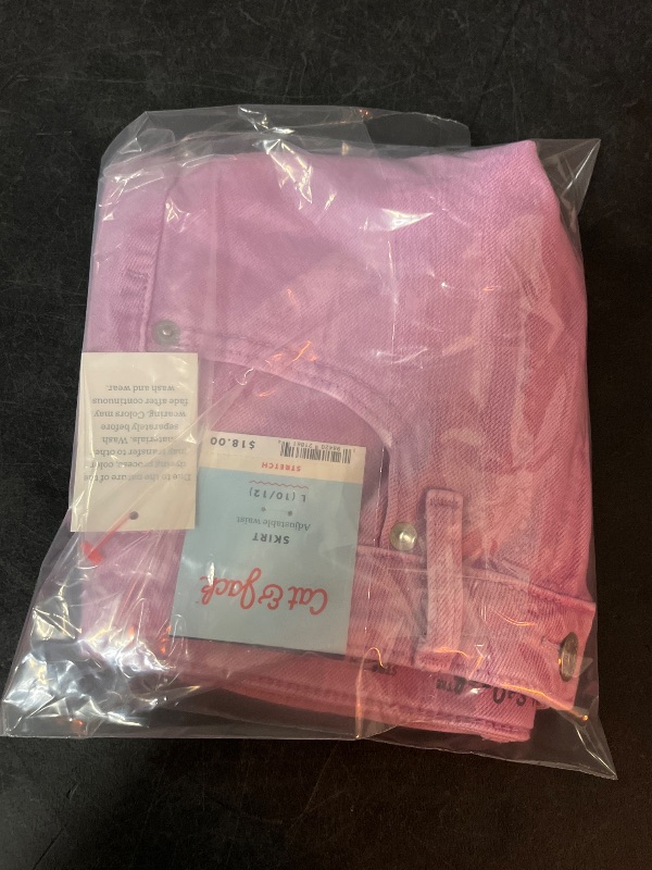 Photo 1 of (L) Girls' Ruffle Denim Skirt - Cat & Jack™ Purple L: Cotton Spandex, Adjustable Waist, Pockets