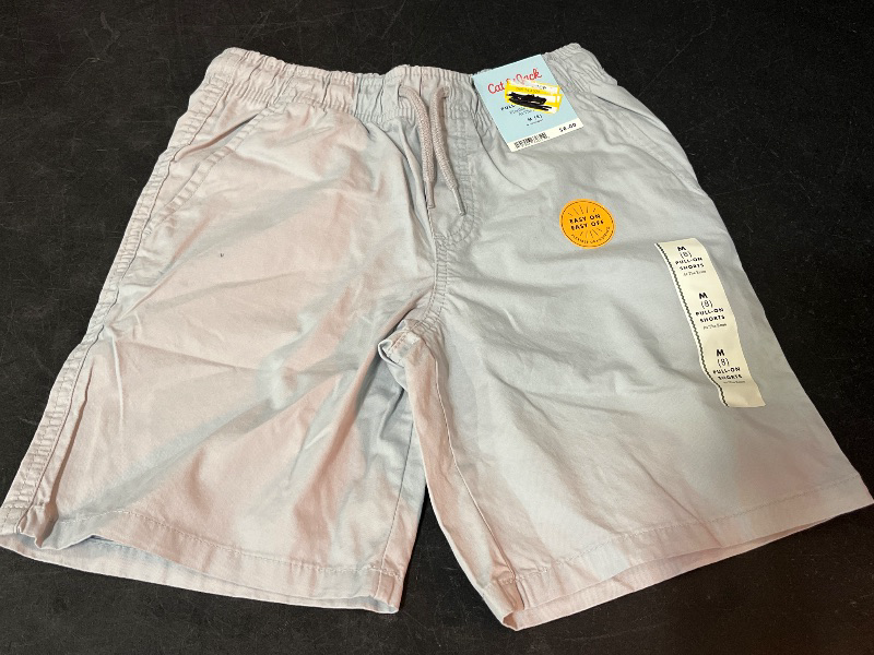 Photo 1 of (M) Boys' Playwear 'at the Knee' Pull-on Shorts - Cat & Jack™ Light Gray M: Cotton Twill, Side & Patch Pockets