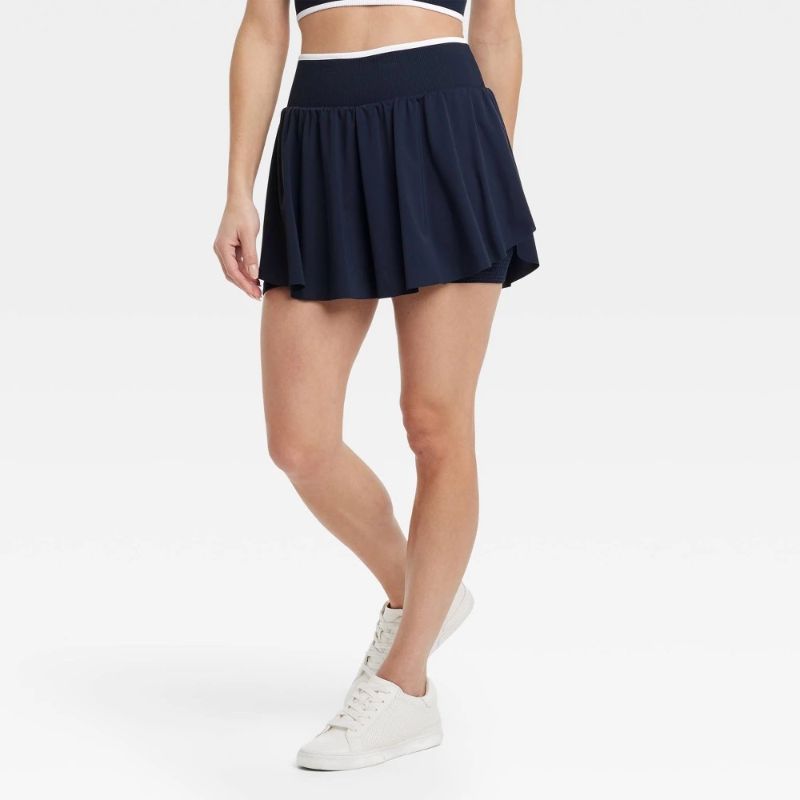 Photo 1 of (M) Women's High-Rise Seamless Skort - All in Motion™ Navy Blue M: Midweight Knit, Pull-on Bottoms