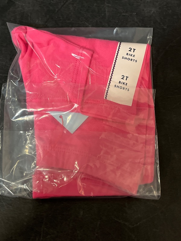 Photo 1 of 18M Toddler Girls' Bike Shorts - Cat & Jack™ Dark Pink 18M: Cotton Spandex, Midweight, Elastic Waist, Above Knee