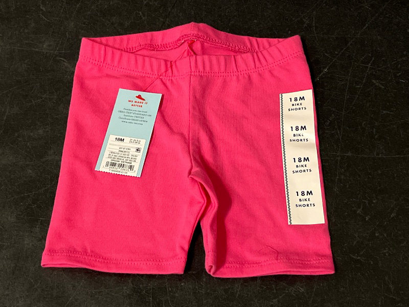 Photo 1 of 18M Toddler Girls' Bike Shorts - Cat & Jack™ Dark Pink 18M: Cotton Spandex, Midweight, Elastic Waist, Above Knee