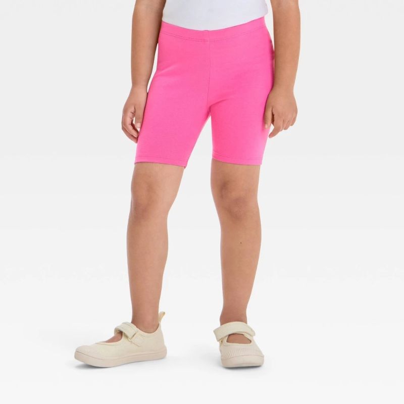 Photo 1 of 18M Toddler Girls' Bike Shorts - Cat & Jack™ Dark Pink 18M: Cotton Spandex, Midweight, Elastic Waist, Above Knee