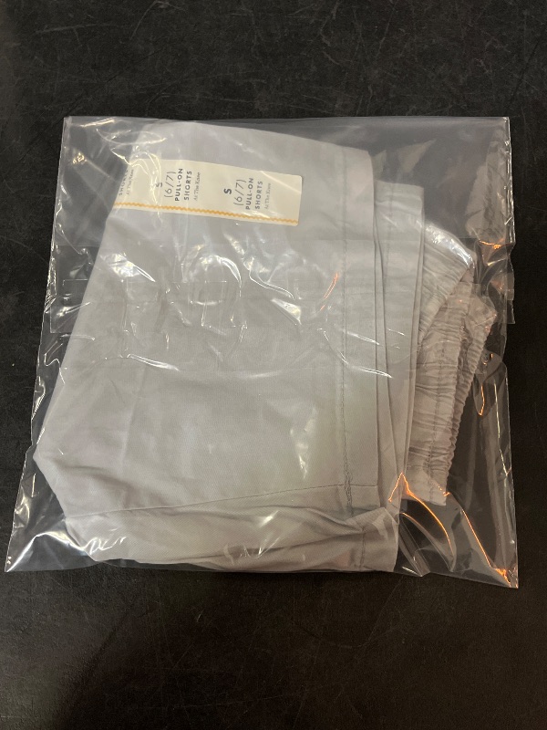 Photo 1 of (S) Boys' Playwear 'at the Knee' Pull-on Shorts - Cat & Jack™ Light Gray S: Cotton Twill, Mid Rise, Side & Patch Pockets
