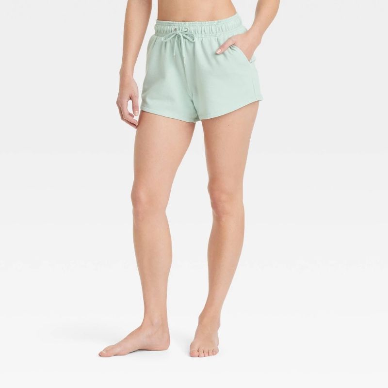 Photo 1 of (M) Women's Fleece Shorts - Auden™ Light Green M: Lounge Knit Pull-on, Side Pocket
