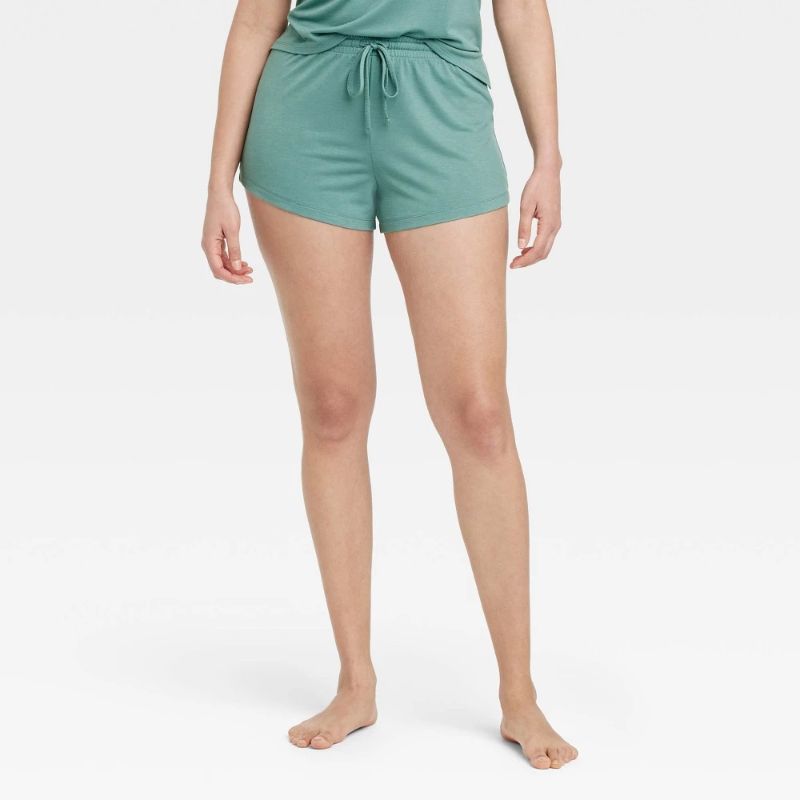 Photo 1 of (S) Women's Cooling Jersey Pajama Shorts - Auden™ Green S: Midweight Knit, Elastic Waist, 2.75" Inseam