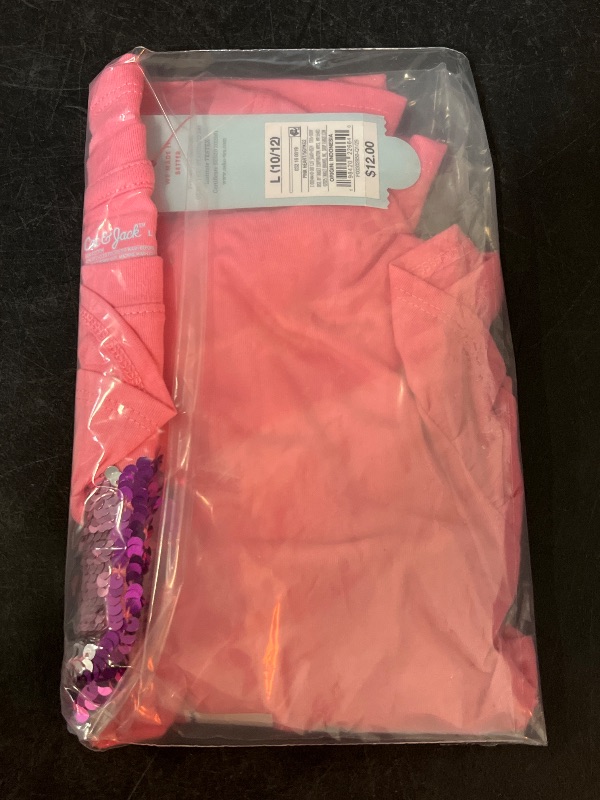 Photo 1 of (L)10/12 Girls' Short Sleeve 'Heart' Flip Sequin T-Shirt - Cat & Jack™ Pink L: Ruffle Crew Neck