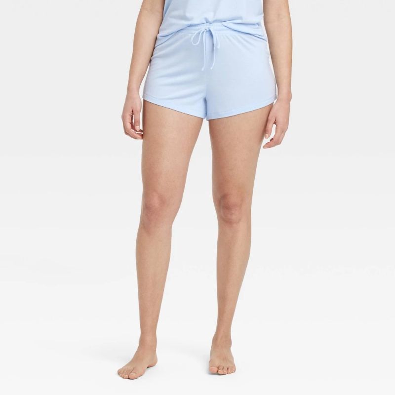Photo 1 of (L) Women's Cooling Jersey Pajama Shorts - Auden™ Blue L: Midweight Knit, Regular Fit, Elastic Waist, Machine Washable