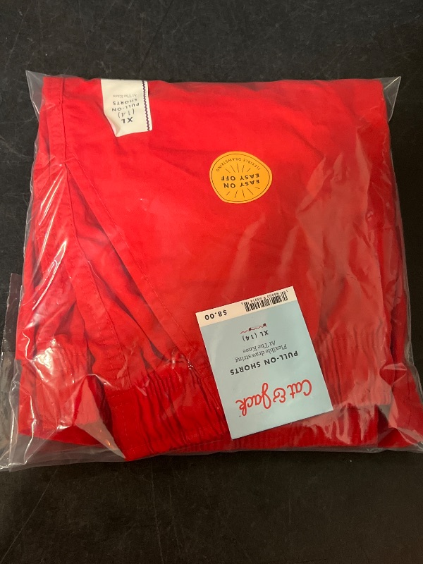 Photo 1 of (XL) Boys' Playwear 'at the Knee' Pull-on Shorts - Cat & Jack™ Bright Red XL: Cotton Twill, Relaxed Fit