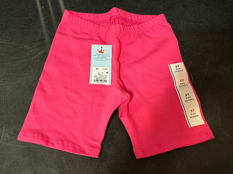 Photo 1 of 5T Toddler Girls' Bike Shorts - Cat & Jack™ Dark Pink 18M: Cotton Spandex, Midweight, Elastic Waist, Above Knee
