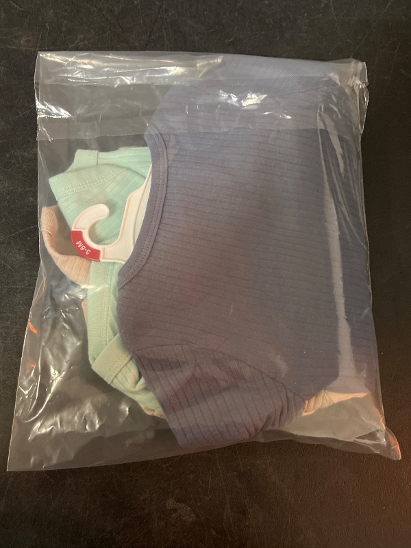 Photo 1 of 0-3M Baby 3pk Solid Long Sleeve Wide Ribbed Bodysuit - Cloud Island™ 0-3M: Cotton, Midweight, Snap Closure