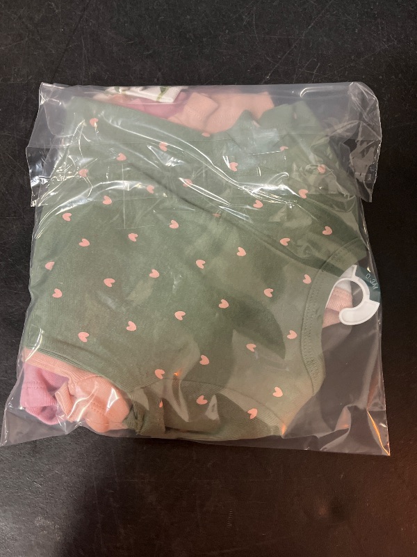 Photo 1 of 0-3M Baby 4pk Floral Short Sleeve Cotton Bodysuit - Cloud Island™ Pink 0-3M: Hearts Pattern, Lap Shoulder, Crotch Snap Closure