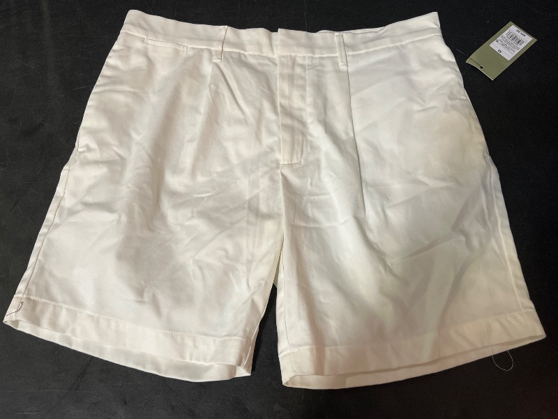 Photo 1 of Men's 7" Pleated Trouser Shorts - Goodfellow & Co™ White 32: Midweight Poplin, Stretch, Back Pocket
