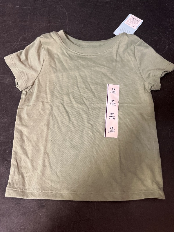Photo 1 of 2T Toddler Boys' Short Sleeve Jersey Knit Solid T-Shirt - Cat & Jack™ Green 2T: Crew Neck, Pullover