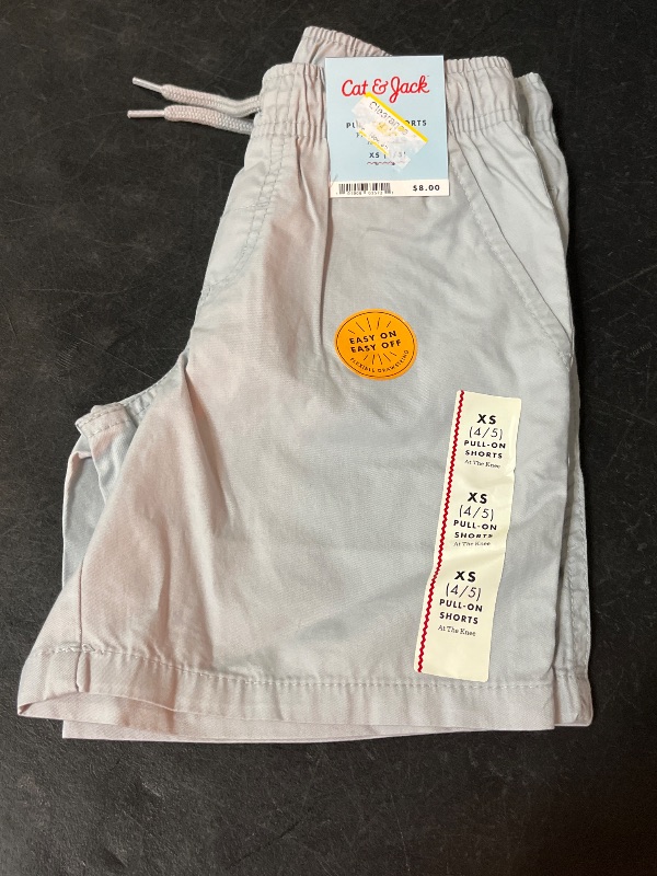 Photo 1 of (XS) Boys' Playwear 'at the Knee' Pull-on Shorts - Cat & Jack™ Light Gray XS: Cotton Twill, Side & Patch Pockets