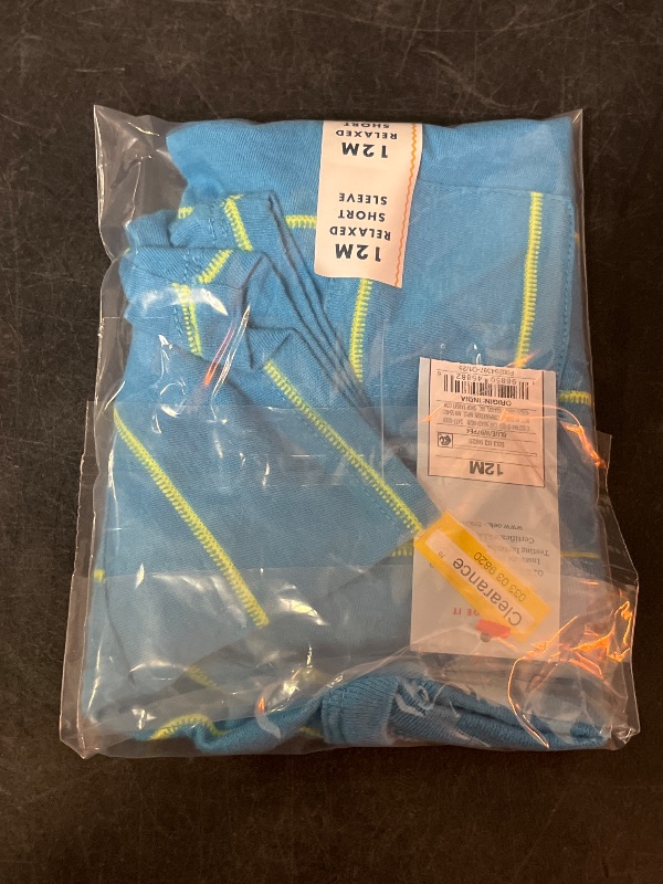 Photo 1 of 12M Toddler Boys' Short Sleeve Striped Jacquard Oversized Shirt - Cat & Jack™ Blue 12M