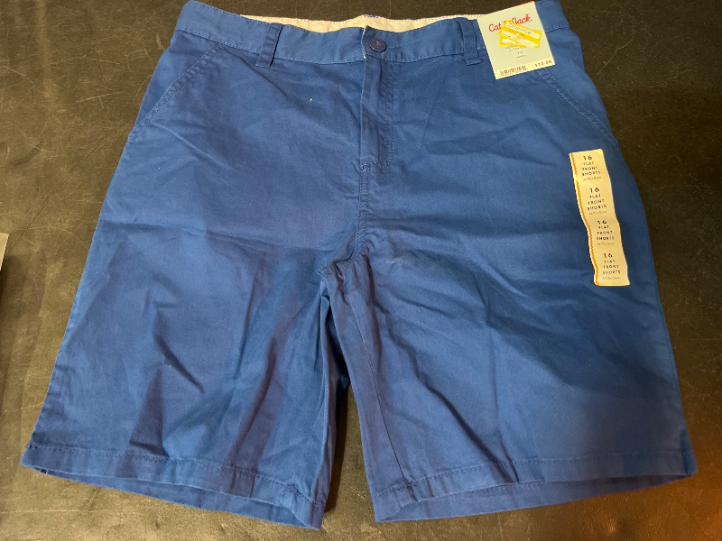 Photo 1 of Size 16 Boys' Flat Front 'at the Knee' Chino Shorts - Cat & Jack™ Indigo 16