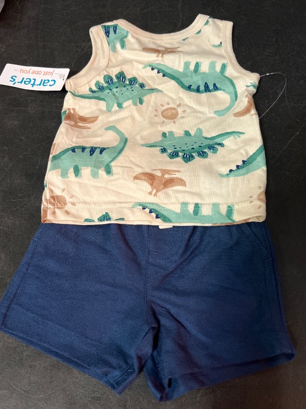 Photo 1 of 3M Carter's Just One You® Baby Boys' Dino Top & Bottom Set - Green/Navy Blue 3M