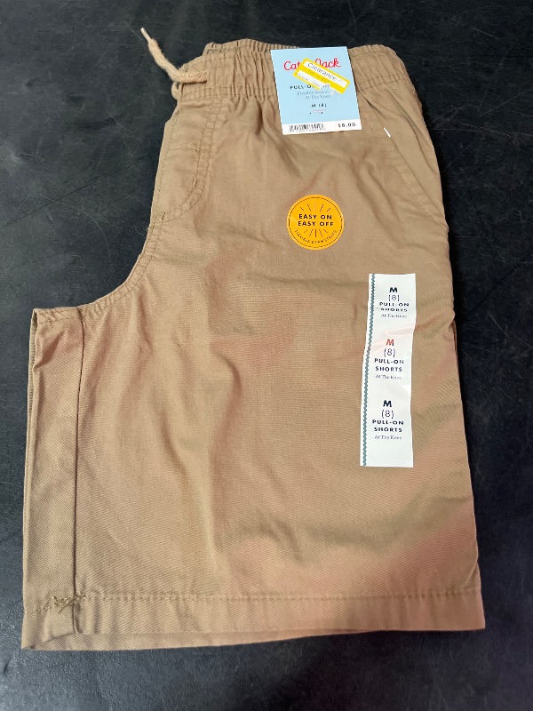 Photo 1 of M(8) Boys' Playwear 'at the Knee' Pull-on Shorts - Cat & Jack™ Dark Khaki M: Cotton Twill, Drawstring Waist