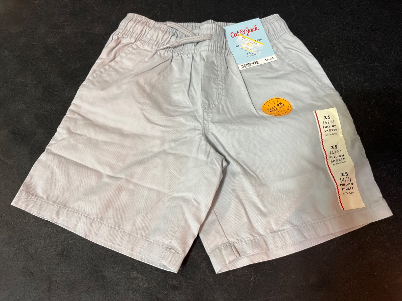 Photo 1 of (XS) Boys' Playwear 'at the Knee' Pull-on Shorts - Cat & Jack™ Light Gray XS: Cotton Twill, Side & Patch Pockets