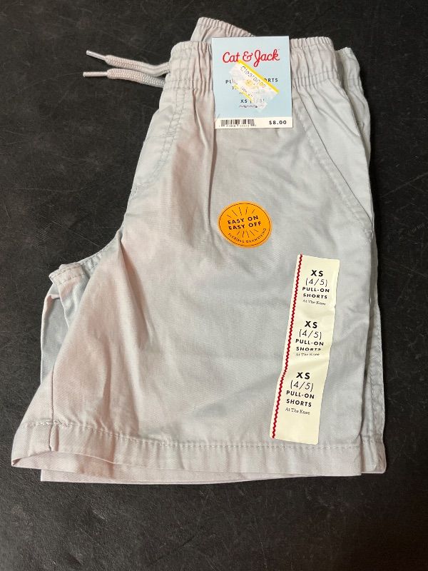 Photo 1 of (XS) Boys' Playwear 'at the Knee' Pull-on Shorts - Cat & Jack™ Light Gray XS: Cotton Twill, Side & Patch Pockets