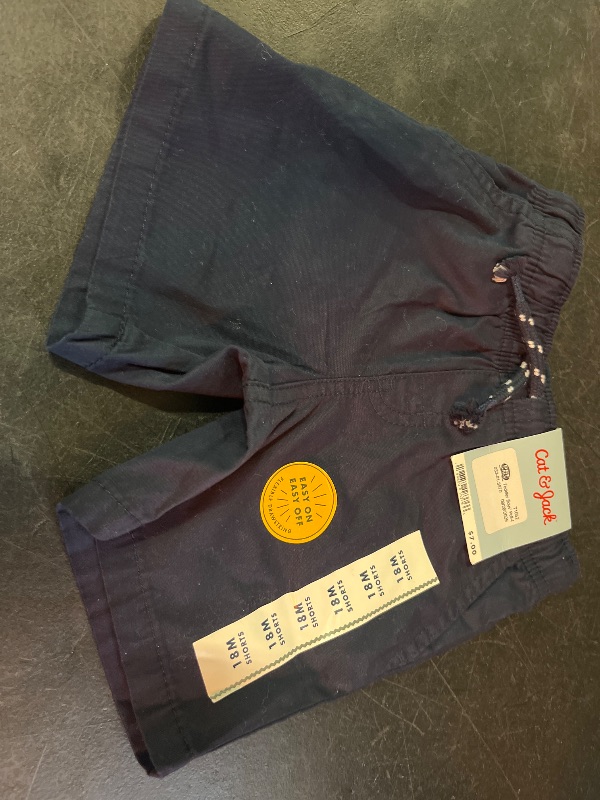 Photo 1 of 18M Toddler Boys' Pull-on Woven Shorts - Cat & Jack™ Navy Blue 18M: 100% Cotton, Midweight Twill, Front Drawstring