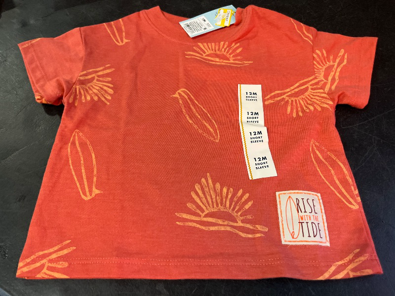 Photo 1 of 12M Toddler Boys' Surf Twill Patch Oversized T-Shirt - Cat & Jack™ Orange 12M
