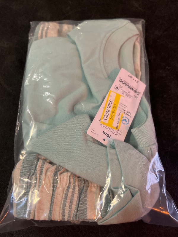 Photo 1 of 18M Carter's Just One You® Baby Boys' Striped Surfs up Top & Bottom Set - Green 18M: Cotton Jersey, Elastic Waistband, Machine Washable