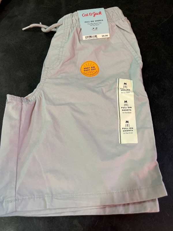 Photo 1 of M Boys' Playwear 'at the Knee' Pull-on Shorts - Cat & Jack™ Light Gray M: Cotton Twill, Side & Patch Pockets
