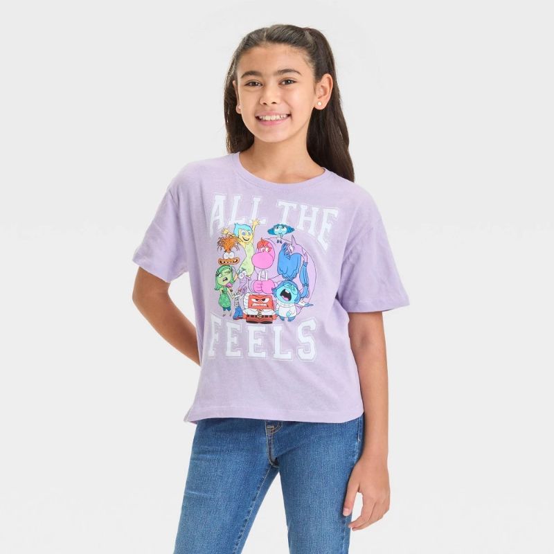 Photo 1 of L Girls' Inside Out 2 Short Sleeve Cropped Graphic T-Shirt - Lilac Purple L
