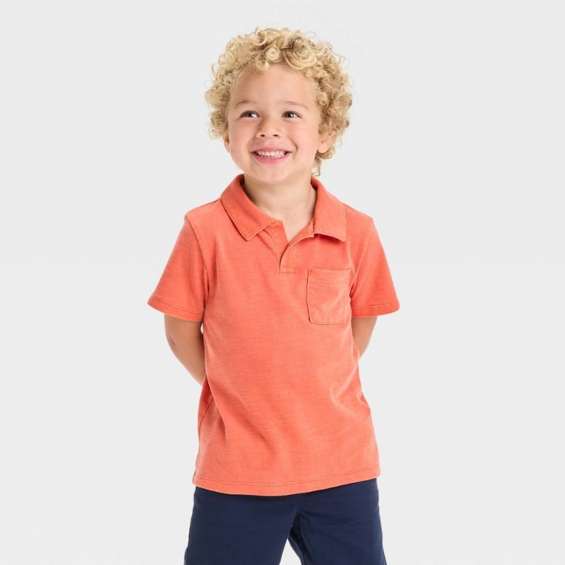 Photo 1 of 18M Toddler Boys' Short Sleeve Polo T-Shirt - Cat & Jack™ Orange 18M